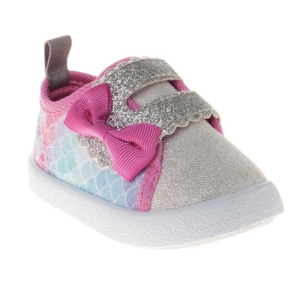 Pink and Glitter Silver Mermaid Infant Booties